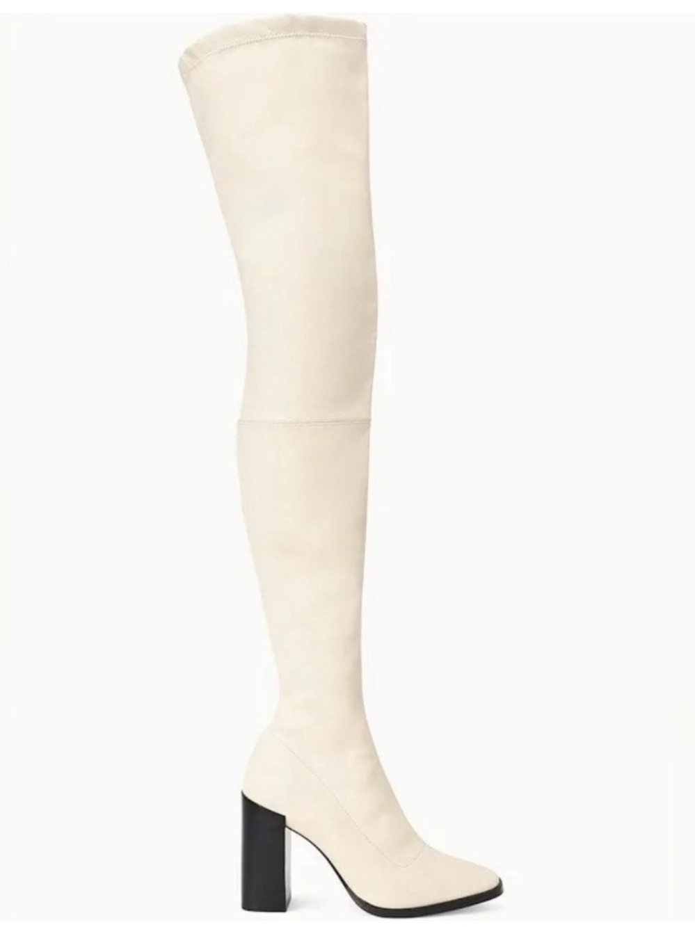 STAUD Over-the-Knee Block Heel Boots in Cream and Black NWT NEVER WORN